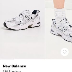 New Balance 530 White and Silver Athletic Sneakers